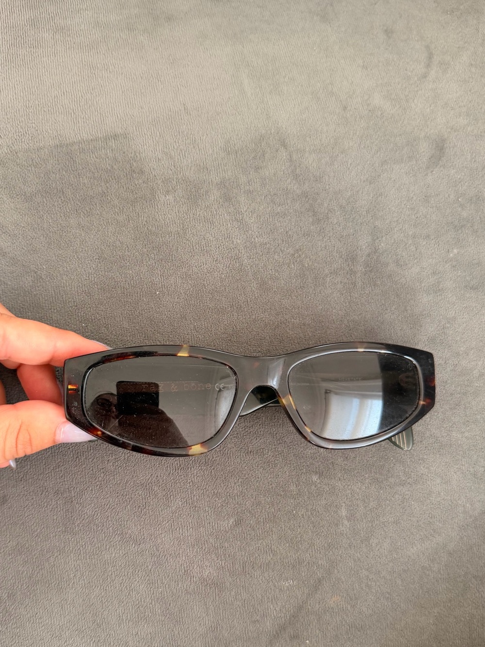 Rag & Bone Tortoiseshell Rectangular Women's Sunglasses - Black/Brown